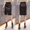 Fashion Autumn Winter Sexy Leather Skirt Women High Waist A-line Midi Ladies s Split Bag Hip PU Black 12129 210512