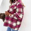 Autumn winter loose casual retro Plaid Long Sleeve Shirt Green Jacket coats and jackets women Vintage Plaid women jackets tops 210514