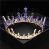 Pageant 9 färger blå kristall bröllop krona kunglig drottning tiaras rosa röd svart rund diadem brud hår smycken tillbehör x0625