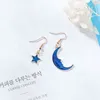 2018 Nya Creative Blue Universe Asymmetriska Örhängen för Girl Ear Tillbehör Söt Moon Star Drop Pendientes Tassel Brincos G220312