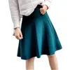 Automne hiver jupe tricoté femme midi taille haute taille une ligne jupes jupes couches couches plissées élastiques épaisses Faldas 211120