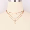 Gorąca biżuteria boho wielowarstwowa koraliki Choker Naszyjniki dla kobiet seksowne księżyc wisiorek mody vintage collier choker Naszyjnik Y220218