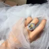 S925 Sterling Silver Noble Wedding Ring مجموعة صفراء مكعب Zirconia Ladies 'Rings Drop Twinkle Dance Party Send A Girlfriend235x