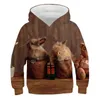 Fall / Winter 2021 Nieuwe Harajuku Rabbit Hoodie Casual Lange Pullover Trend Printing 3D Trui Sweatshirt Losse Kinderen 4-14T G1028