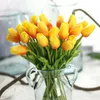 Couronnes de fleurs décoratives, 1 pièce, Bouquet artificiel de tulipes en PU, toucher réel, bricolage pour décoration de mariage à domicile, vente en gros