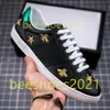 Homem Itália Bee Caminhada Sapato Baixo Feminino Tigre Cobra Verde Listras Vermelhas Casal Bordado Moda Tênis Chaussures B24