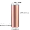 Skinny 20oz Stainless Steel Blanks Tumbler Double Wall Vacuum Insulated Beer cup Coffee Mugs Straw Seal Lid Water Drinking Bottle Gift HY0016