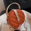 Вечерние сумки 2022 Женская маленькая круглая коробка Дизайнерская высококачественная сумка из искусственной кожи в клетку Оранжево-зеленая цепочка на плечо Клатч