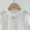 Baby meisje bloemen shirt lente kinderen lange mouw witte baby herfst geboren kleding 210429