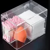 Transparnet Kosmetikbox, Acryl-Wattestäbchen-Aufbewahrungshalter, tragbar, transparent, Make-up-Medizin-Pad-Behälter, Schmuck-Organizer-Etui 1222084