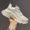 2021 Designer Sneakers Clear Sole Triple S Casual Dad Shoes Luxury Men Women Platform 17fw Paris Vintage Old Crystal Bottom Triple-S Designers Party Sport