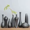 Vaso cerâmico pequeno preto simples criativo moderno vasos nórdico ornamentos home acessórios 211215
