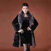 Autumn Faux Mink Leather Jacket Womens Long Coats Winter Thicken Warm Fur Leather Coat Women Slim Jackets Fashion Big Fur Collar 211213