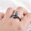 Wedding Rings Cute Dolphin Purple Crystal Round Stone Ring White Blue Opal Engagement Charming Black Gold For Women Jewelry9503600