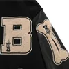 Hip Hop Streetwear Baseball Jacket Coat Brev B Bone Broderi Stand-Up Collar Japanese Bomber College 210928