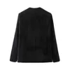 Aelegantmis V Neck Faux Fur Blazer Coats Kvinnor Varm Svart Mjuk Lös Fluffig Solid Casual OuterWear Koreanska Chic Streetwear 210607