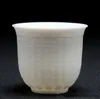 Floating Graven Cup White Porcelain Suet Jade Images Heart Sutra Water Mug Personal cup Collection