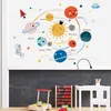 Cartoon solar system planets wall sticker child kids room home decoration mural removable wallpaper bedroom nursery stickers 211112