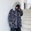 Parkas imperméables pour hommes d'hiver dans des vestes de neige longues et chaudes, impression à capuche décontractée vêtements rembourrés de coton en vrac manteaux de mode M-5XL 210524