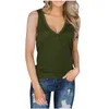 Womens 2021 Top Tanks Casual Loose Solid Color Button V-neck SleevelessTops Vests Feminino Verano Harajuku X0507