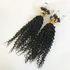 Afro Kinky Kıvırcık Mikro Halka Saç Uzantıları 100 Strands 1 G / S Remy İnsan Kılıçları Kadınlar için Doğal Renk Boyalı Olabilir