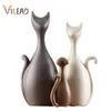 Vilead Família cerâmica de três quatro gatos estatuetas Nordic Animal Sala de estar Decoração Ornaments Home Ornaments para presentes de casamento 210607
