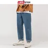 Lappster Men Koreańskie mody niebieskie dżinsy haremowe spodnie męskie japońskie streetwearne jeansowe luźne spodnie plus rozmiar 5xl 210318