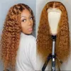 Deep Winky Curly Wig Full Lace Frente Hair Humano ombre Brown Color Wigs sintéticos para mulheres negras