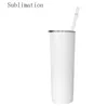 Tasse de sublimation de 20 oz, gobelets droits, blanc, en acier inoxydable, isolé sous vide, conique, mince, bricolage, tasse de 20 oz, tasses à café de voiture SN5682