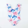 Summer Baby Girls Swimwear Striped Cartoon Rabbit Horse Flowers Swimsuit Children Clothes E081 210610