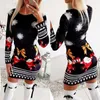 Casual Dresses Christmas Bodycon For Women 2022 Fashion Knitted Print Woman Party Dress Long Sleeve Autumn Winter Clothing Female