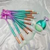 11pcs/Lot Eye Makeup Brushes Sets Mermaid pinceaux de maquillage Make up Brush High Tech Tool Kit