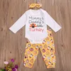 0-18M My 1st Thanksgiving Day Baby Kleding Set Geboren Baby Jongen Meisje Outfits Letter Romper Cartoon Turkije Broek 210515