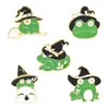 Grön emaljgroda med hattbroscher stift söt djurbrosch lapel pin -märke för kvinnor barn mode smycken will och sandy