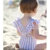 Maillot de bain enfant bébé fille rayure siamois mignon enfants maillots de bain pour s 210515