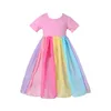 2021 Mode Filles Robes De Soirée Style Européen Robe Fillette Longue Coloré Enfants Robes Pour Filles Toddler Fille Princesse Robes Q0716