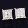 12mm Square Baguette Zircon Stud Earring Silver Color Charm Skruva Back Women Men039s örhängen Fashion Hip Hop Jewelry 2110096469334