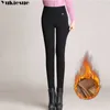 Mulheres Inverno Calças Quentes Veludo Espesso Calças de Velo Cintura Alta Mãe Elástico Stretch Skinny Lápis Calças Plus Tamanho 5XL 210608