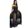 Women Summer Breast Wrapped Sexy Screen Perspective Long Dress Off Shoulder Beauty Mesh Wedding Night Club Dresses For Ladies S-XXL