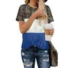 Women's T-shirt Tops 2021 Fashion Round Neck Short Sleeve Leopard Print Casual Top