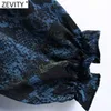 Zevenity Dames Vintage Leopard Print Sashes Midi Jurk Femme Lange Mouwen Plooien Ruches Casual A Line Vestido Chic Cloth D4857 210603