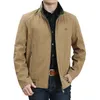 Spring Autumn Middle Aged Men's High Quality Double-sided 100% Cotton Khaki Jacket Coat Father Casual Style Man Army green Coats 210928