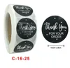 Thank You Black Stickers Roll Gold Silver Baking Sticker Label Wedding Accessory Tag Glass Bottle Envelope Business Box Gift Invitation Card Decor