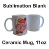 Sublimering Blank Mugg Tumblers Personlig Värmeöverföring Keramik Muggar 11 oz Vit vatten Cup Party Gift Drick Sea Transport