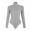 Fashion Sexy Fleece HighNeck Bottoming Bodysuit Ladies LongSleeved Wearing Slim Chic Jumpsuit 210521