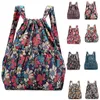 Women's Fashion Vinatge Drawstring Large Capacity Flower Ethnic Style Waterproof Nylon Rucksack Shoulders Backpacks