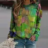 Autumn Elegancki krawat bar barwnik straży kobiet swobodne o długim rękawie luźne topy pullover damskie bluzy streetwearowe 211220