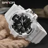 Sanda Men Watches White G Style Sport Watch Led 디지털 방수 캐주얼 시계 S 충격 남성 시계 reelogios Masculino Watch Man x0625