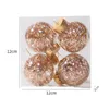 4PCs Glitter Juldekorationer Bollar Ornaments Koppar Rose Gold Rosa Julgran Hängande Boll för Home Navidad Gift