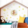 Tecknad teddybjörn sova på månen och stjärnor väggklistermärken för barn rum baby rum dekoration väggdekaler rum inredning